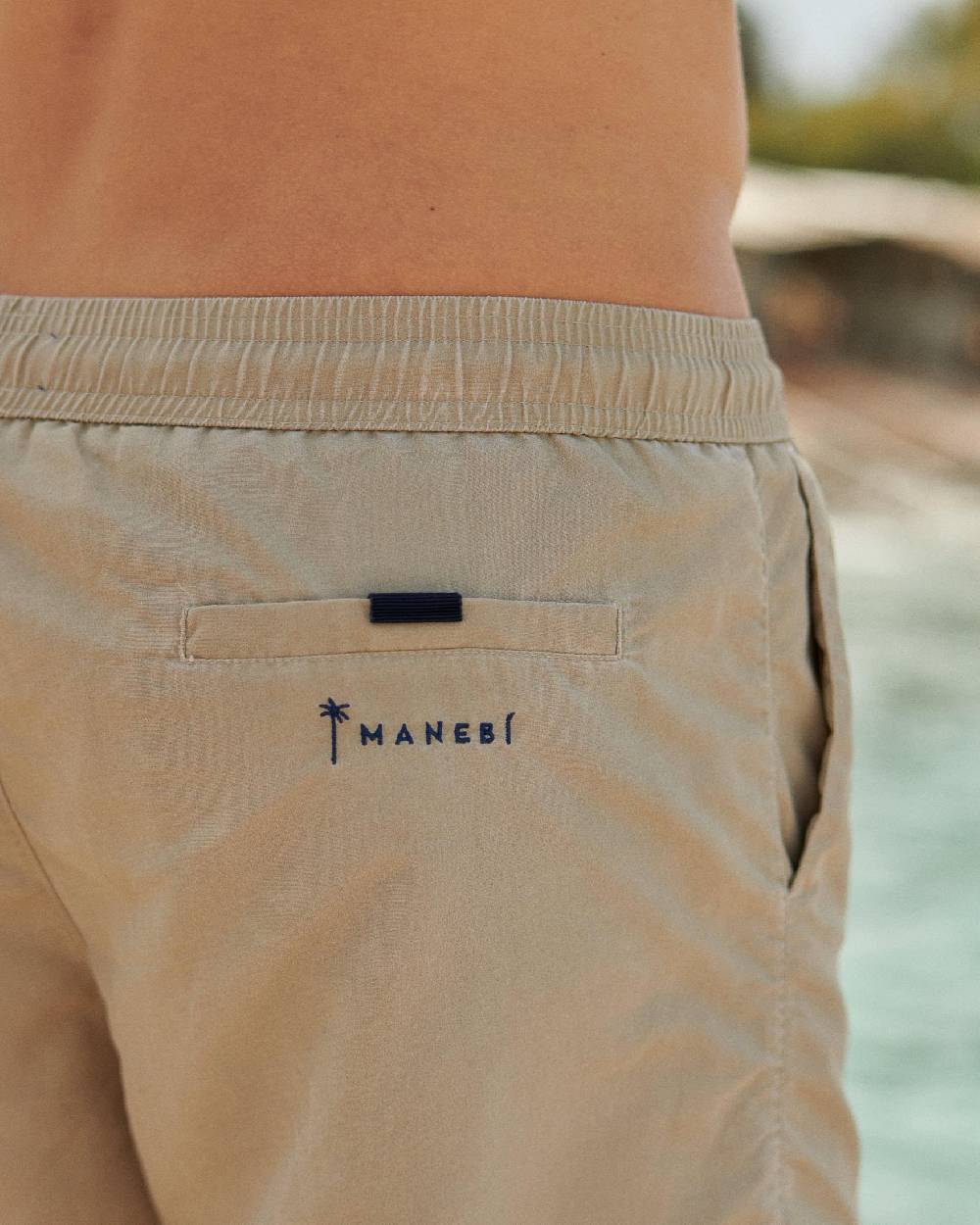 Manebí Solid Color Swim Shorts - Stone Washed Faded Beige Qualità Garantita