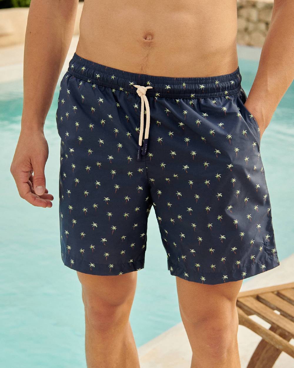 Manebí Printed Palms Swim Shorts - Recycled Ultra Light Blue Palms Watercolors Offerte esclusive
