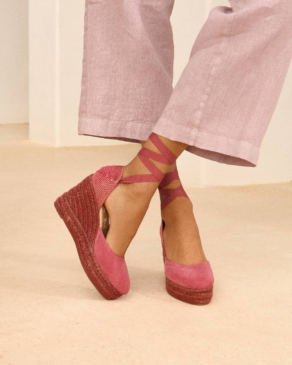 Manebí Soft Suede Wedge Espadrilles - Terracotta On Tone Offerte giornaliere