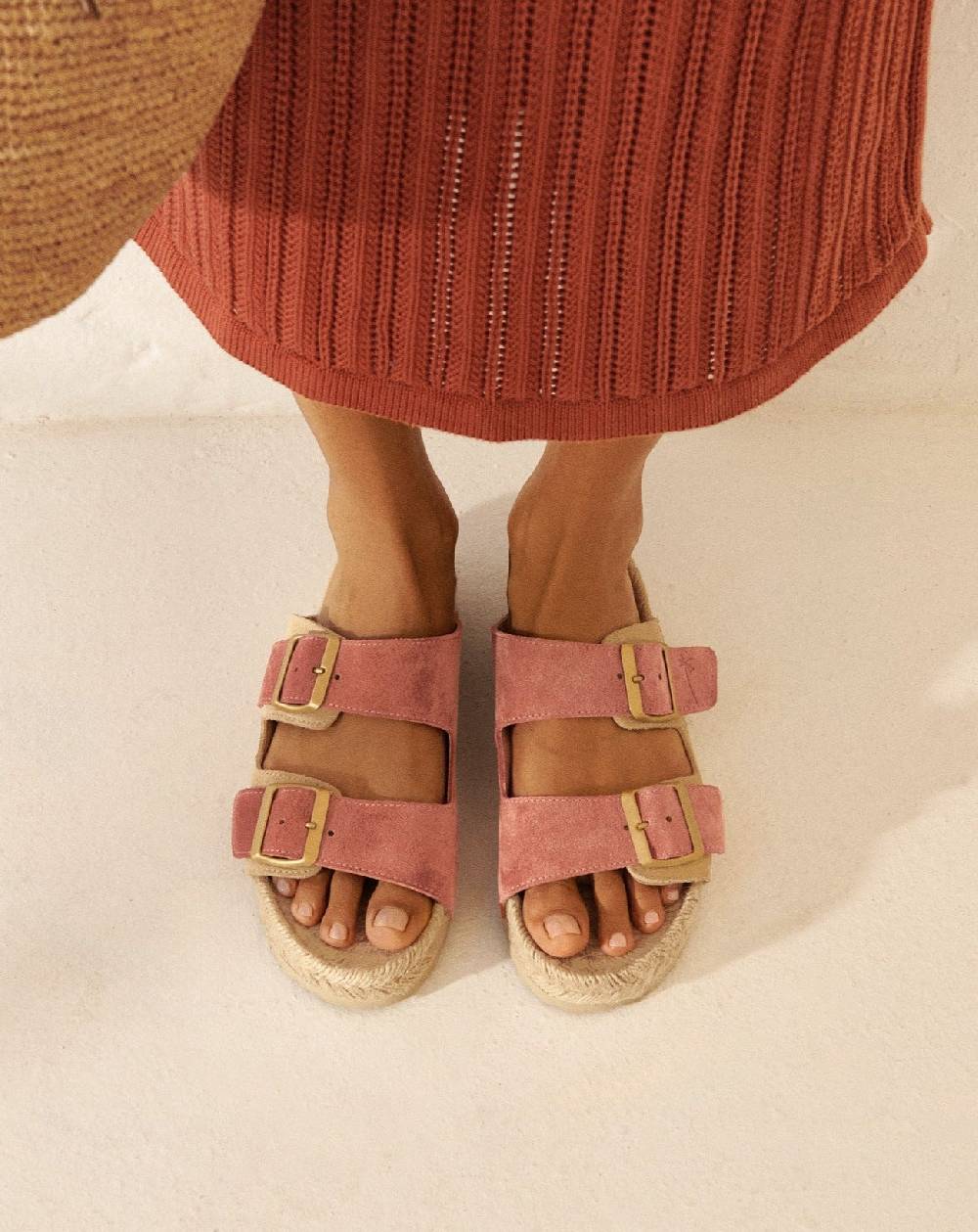 Manebí Suede Nordic Sandals - Terracotta \u0026 Champagne Beige Offerte