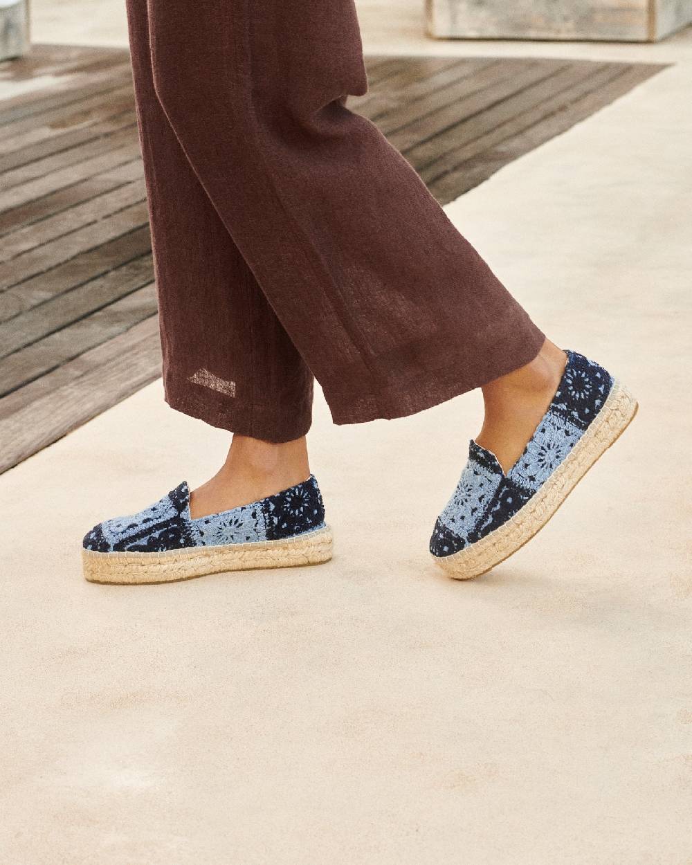 Manebí Cotton Crochet|Double Sole Espadrilles - Indigo \u0026 Navy Blue Negozio