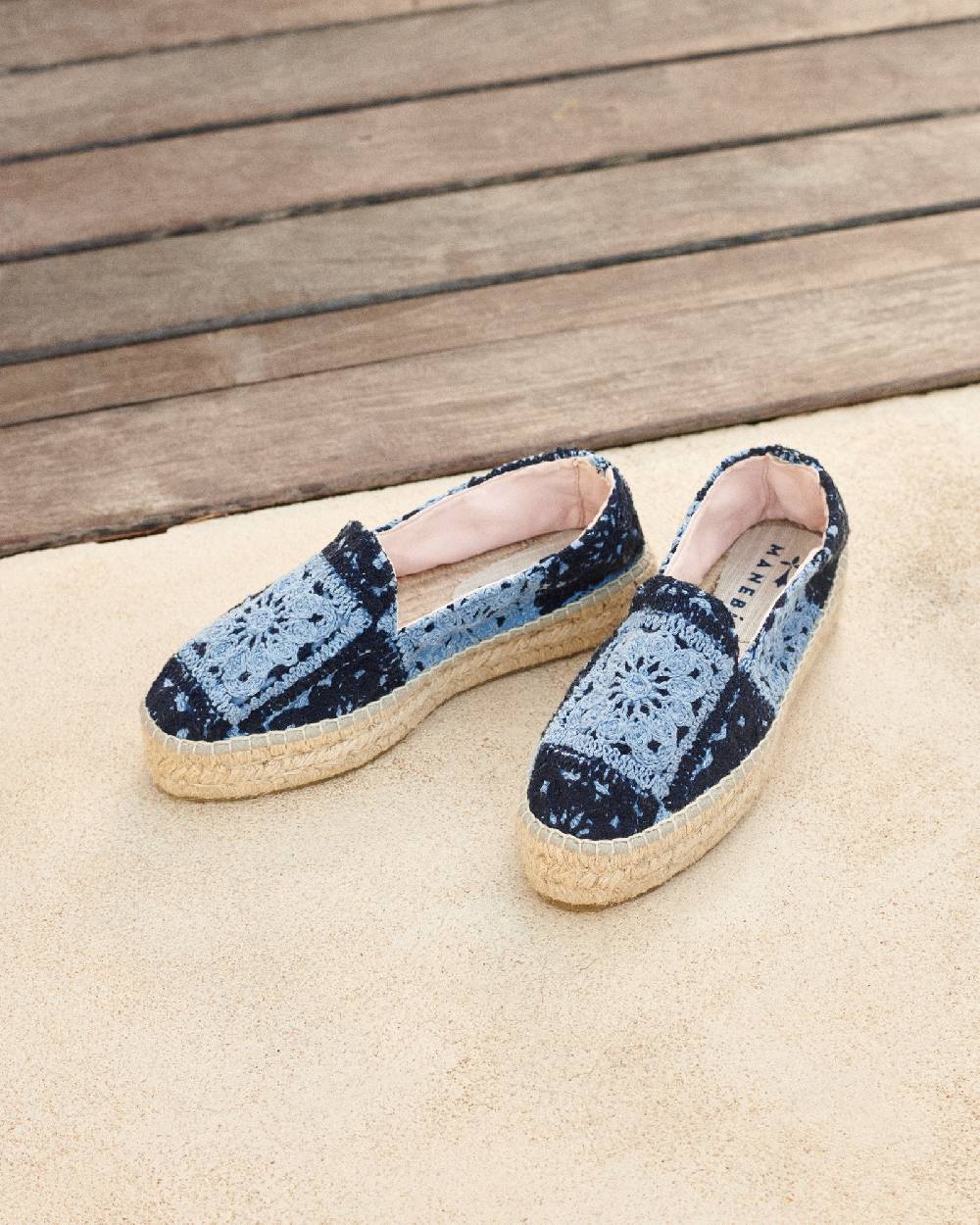 Manebí Cotton Crochet|Double Sole Espadrilles - Indigo \u0026 Navy Blue Negozio