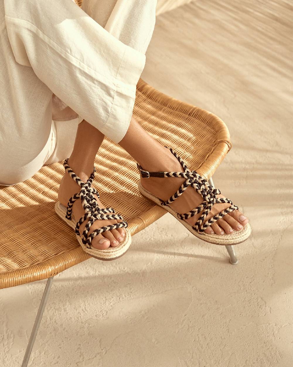 Manebí Jute Tie-Up Rope Sandals - Yucatán Natural Tie-Up Nuovo