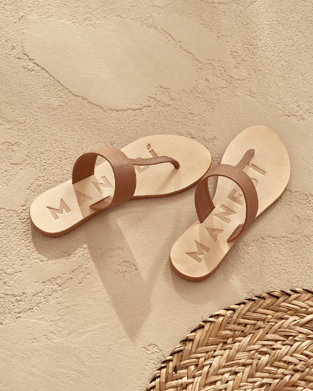 Manebí Leather Sandals - Canyon Tan Thongs Vendita