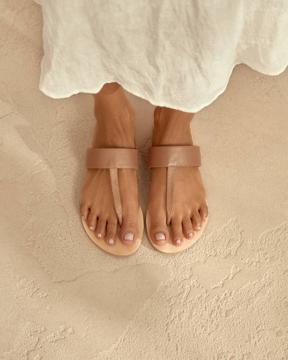 Manebí Leather Sandals - Canyon Tan Thongs Vendita