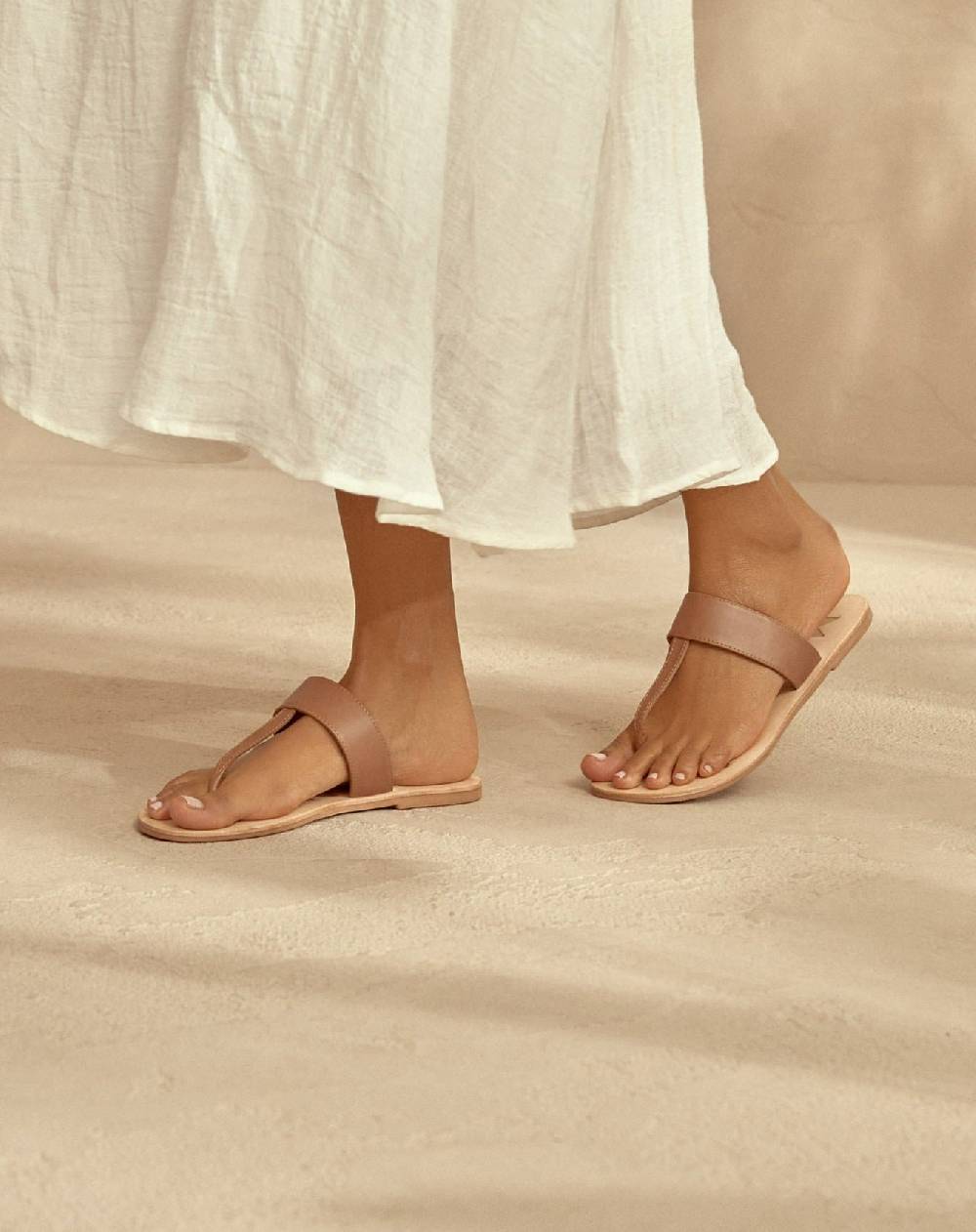 Manebí Leather Sandals - Canyon Tan Thongs Vendita