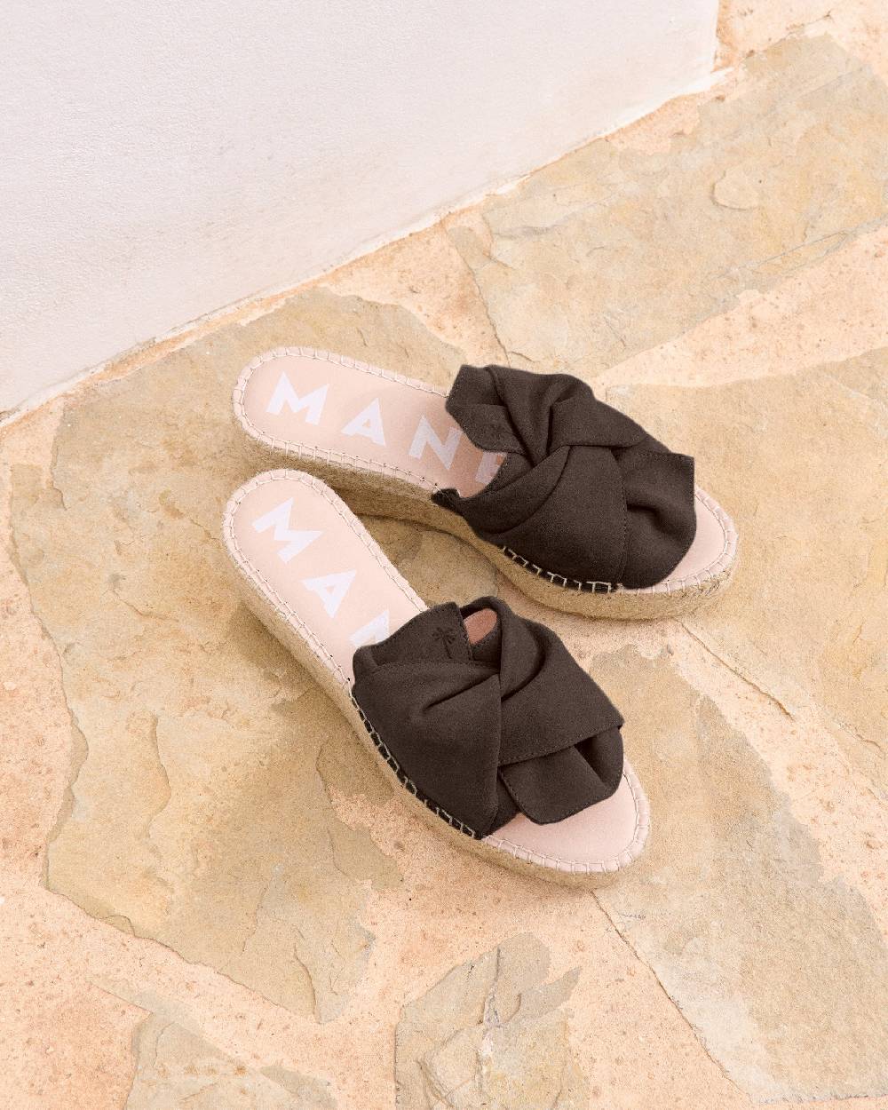 Manebí Soft Suede Platforms With Knot - Cocoa Shopping Online