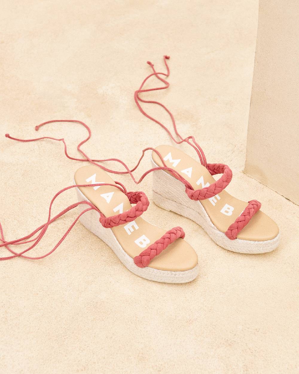 Manebí Soft Suede Two Braided Bands|Wedge Espadrilles - Terracotta Convenienza