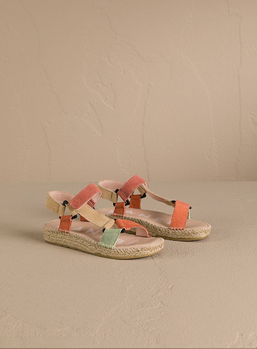 Manebí Suede Hiking Sandals - Orange Rust Champagne Beige And Terracotta Sconto