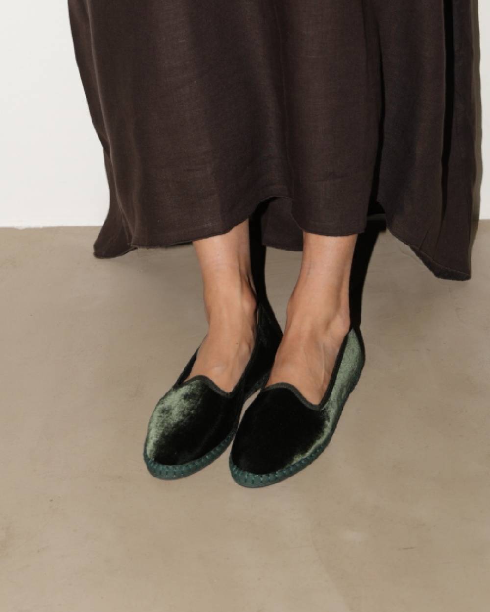 Manebí Friulane Demi in Velluto di Seta - Emerald Green Vendita Calda