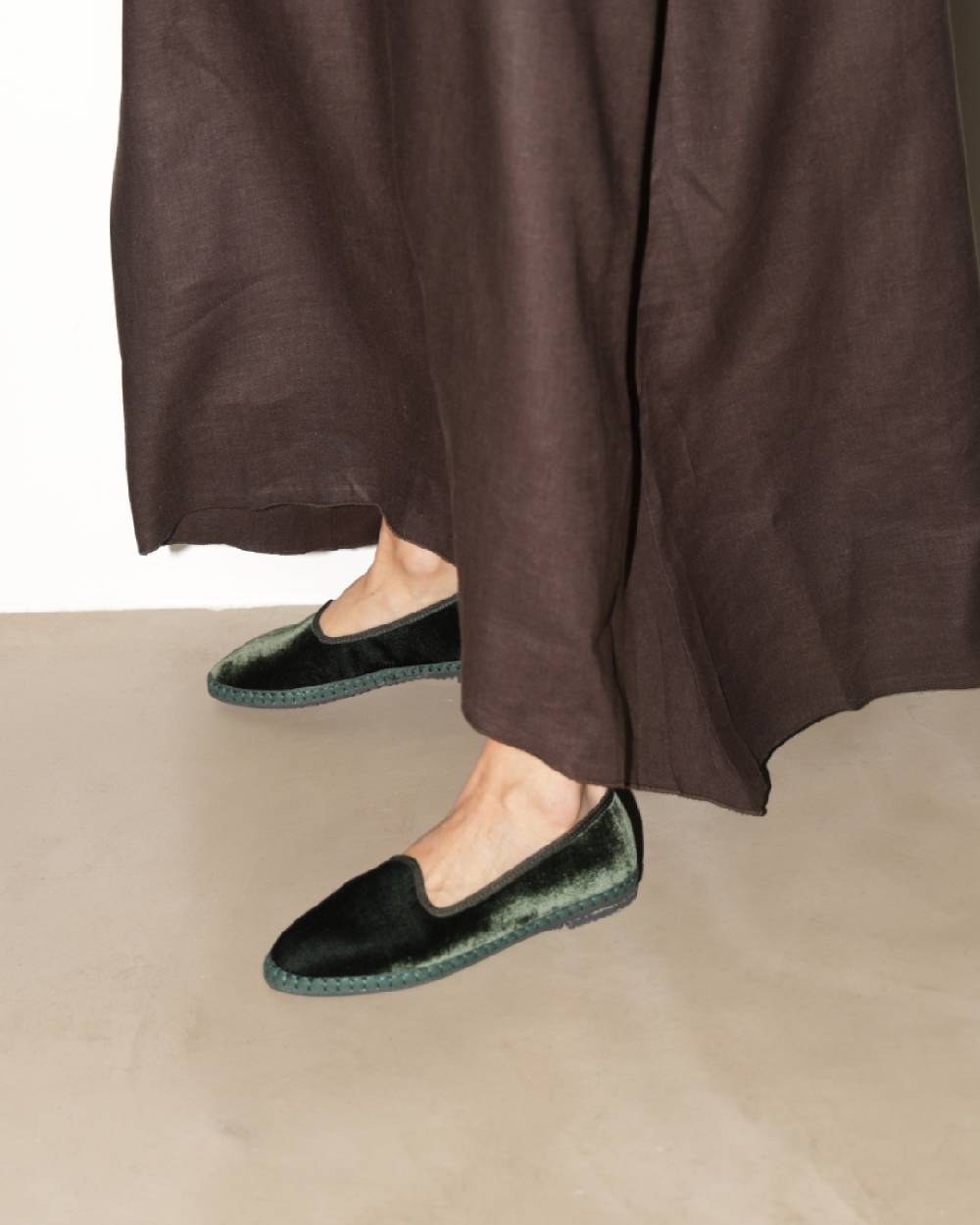 Manebí Friulane Demi in Velluto di Seta - Emerald Green Vendita Calda