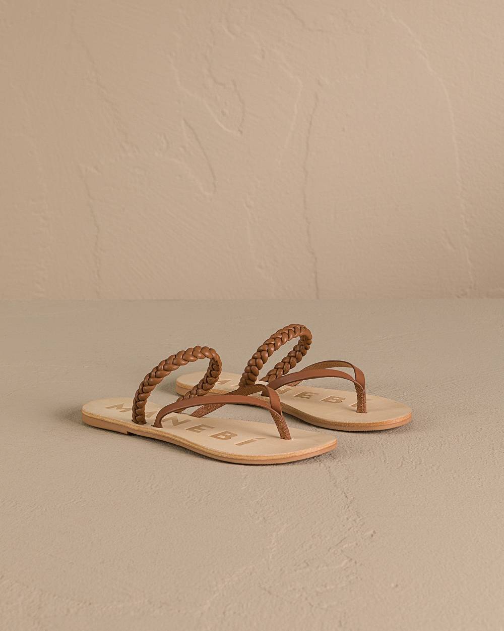 Manebí Leather Braid Thong Sandals - Canyon Tan I Più Venduti