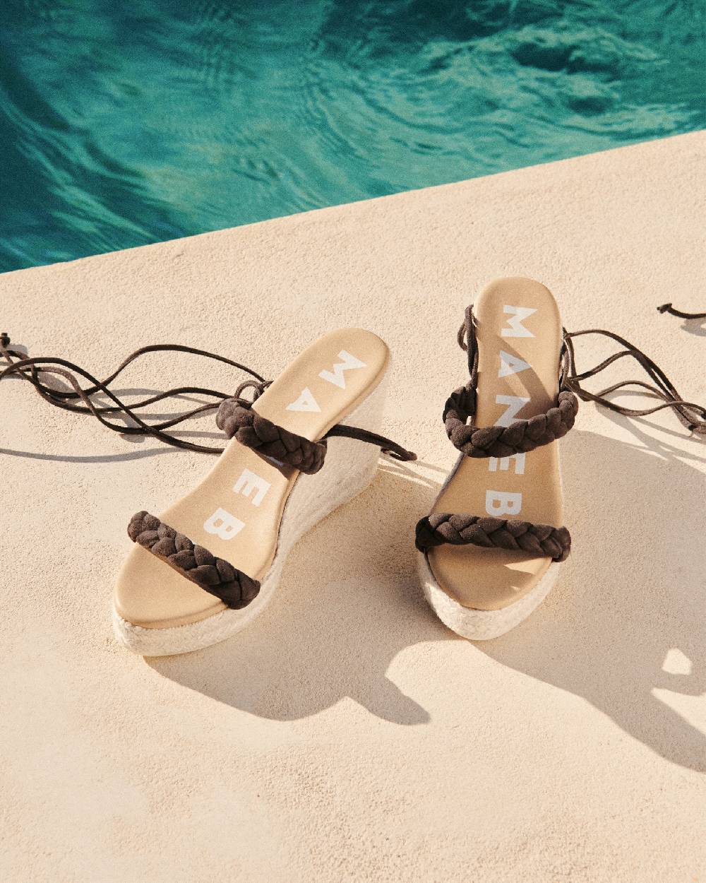 Manebí Soft Suede Two Braided Bands|Wedge Espadrilles - Cocoa 2025