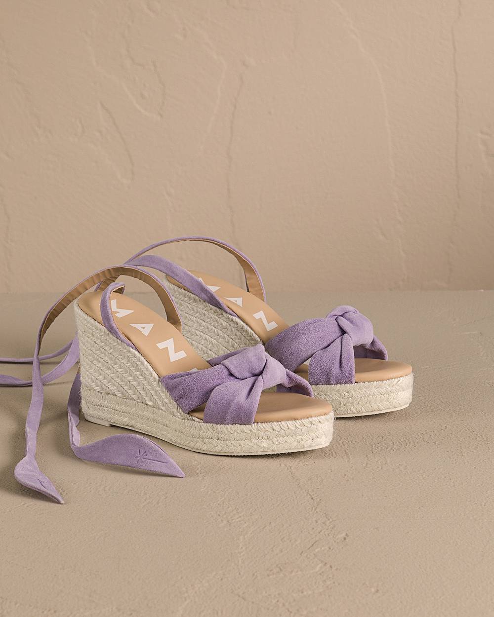 Manebí Soft Suede Wedge Espadrilles|With Knot - Wisteria Lilac In Linea