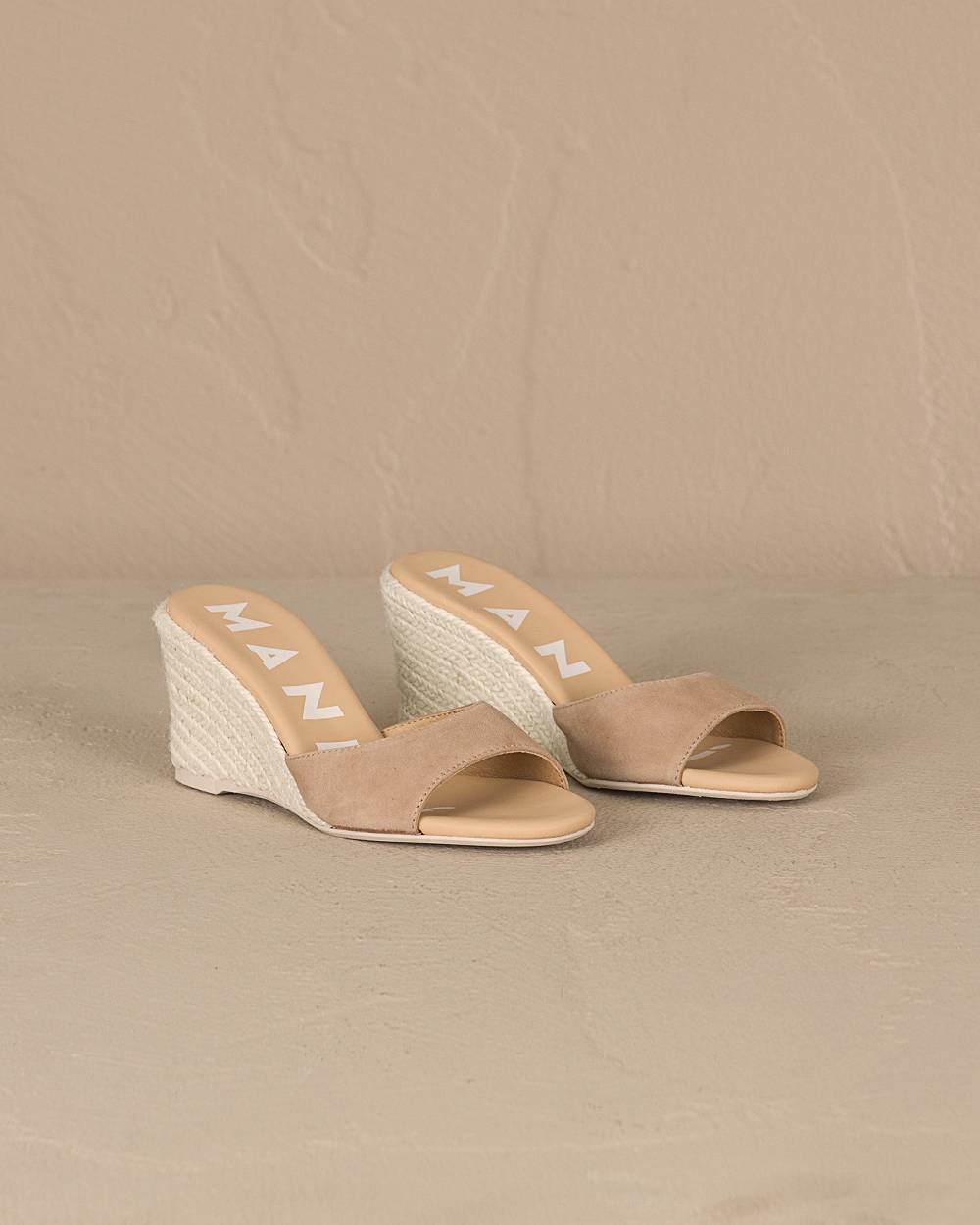 Manebí Soft Suede Mule|Wedge Espadrilles - Vintage Taupe Qualità