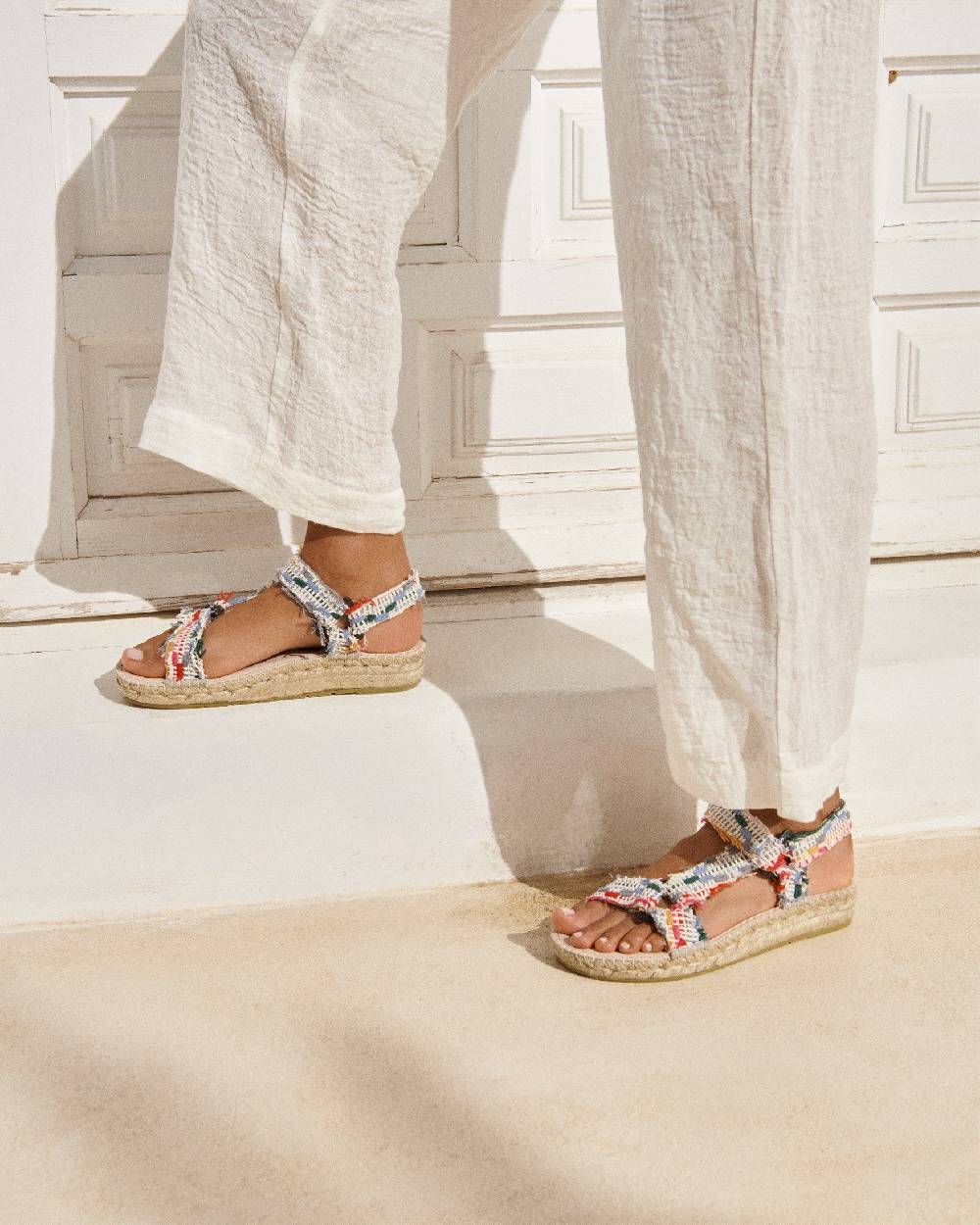 Manebí Cotton Jaquard Hiking Sandals - Multicolor Stripes Promozione