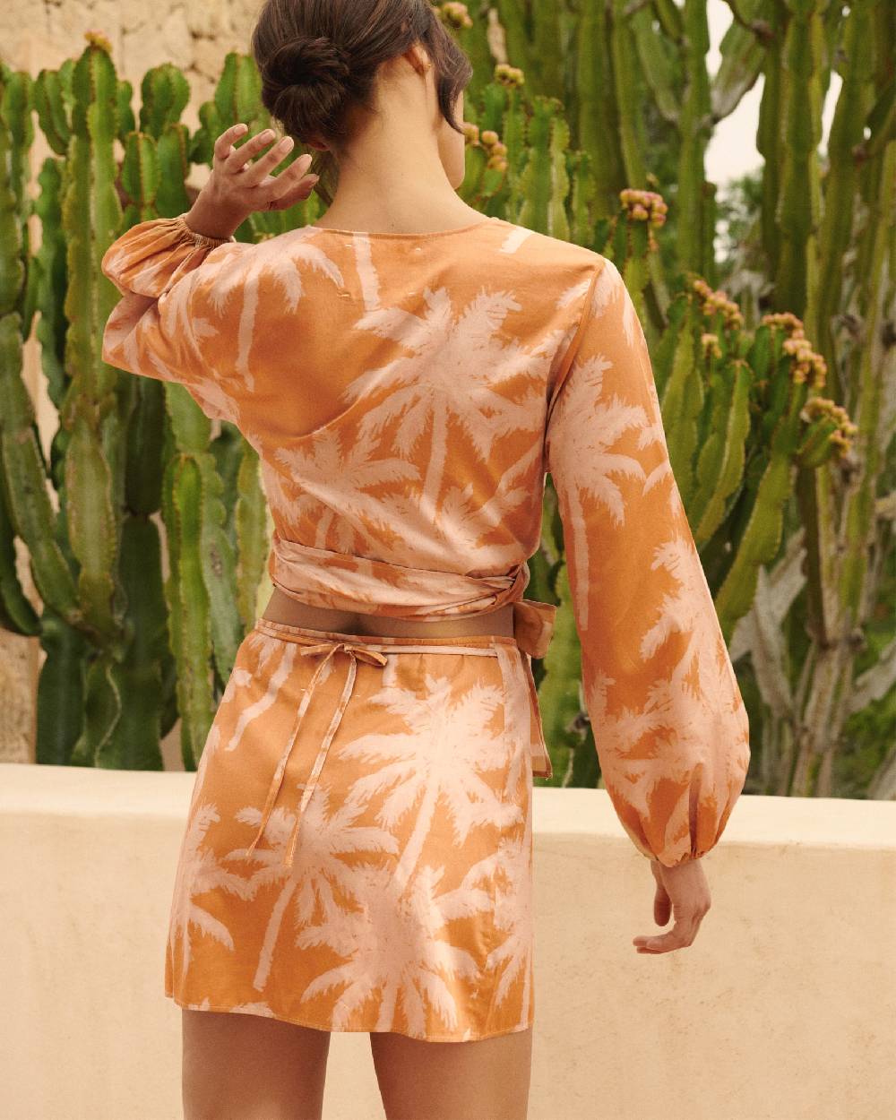 Manebí Printed Cotton Posadas Skirt - Sunbaked \u0026 Cream Pink Maxi Palm Promozione Limitata