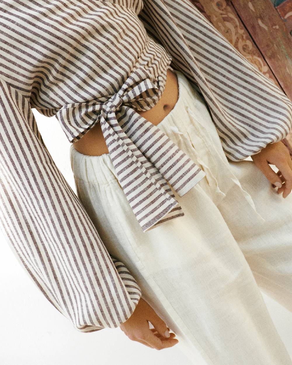 Manebí Viscose Blend Icara Top - Off White \u0026 Cocoa Stripes I Più Venduti