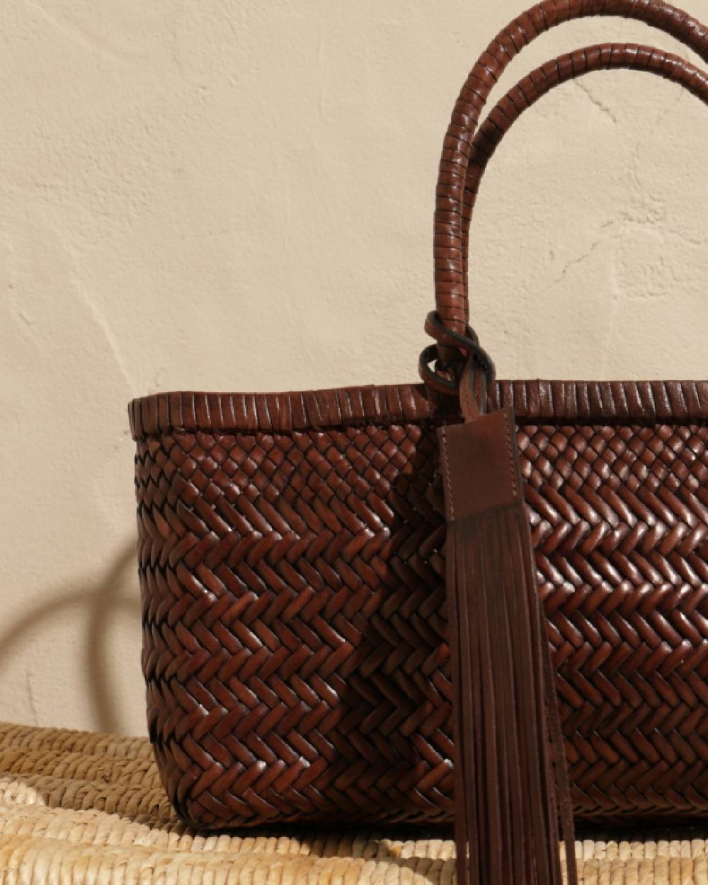 Manebí Borsa Tote Intrecciata in Pelle - Dark Brown 2025