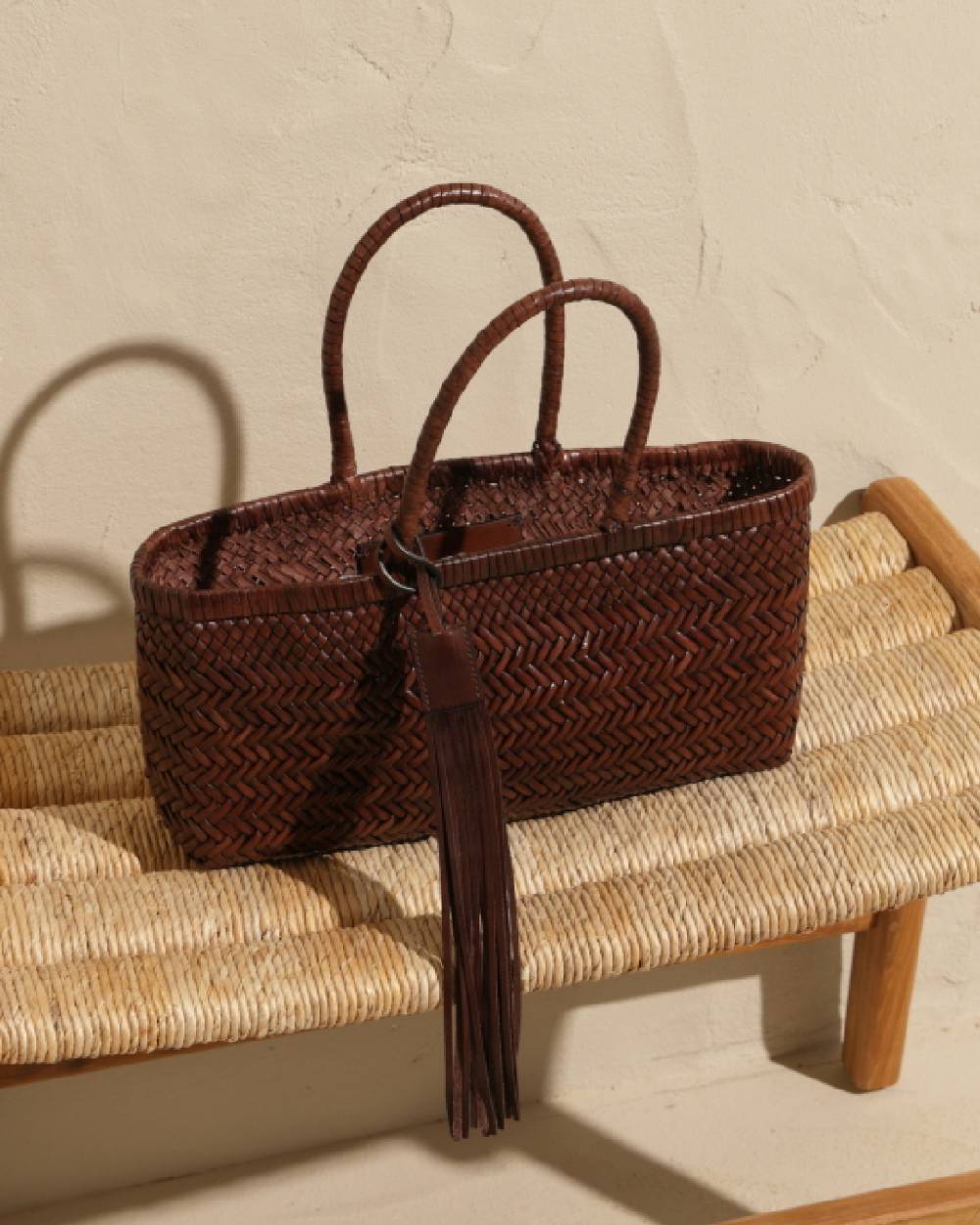 Manebí Borsa Tote Intrecciata in Pelle - Dark Brown 2025