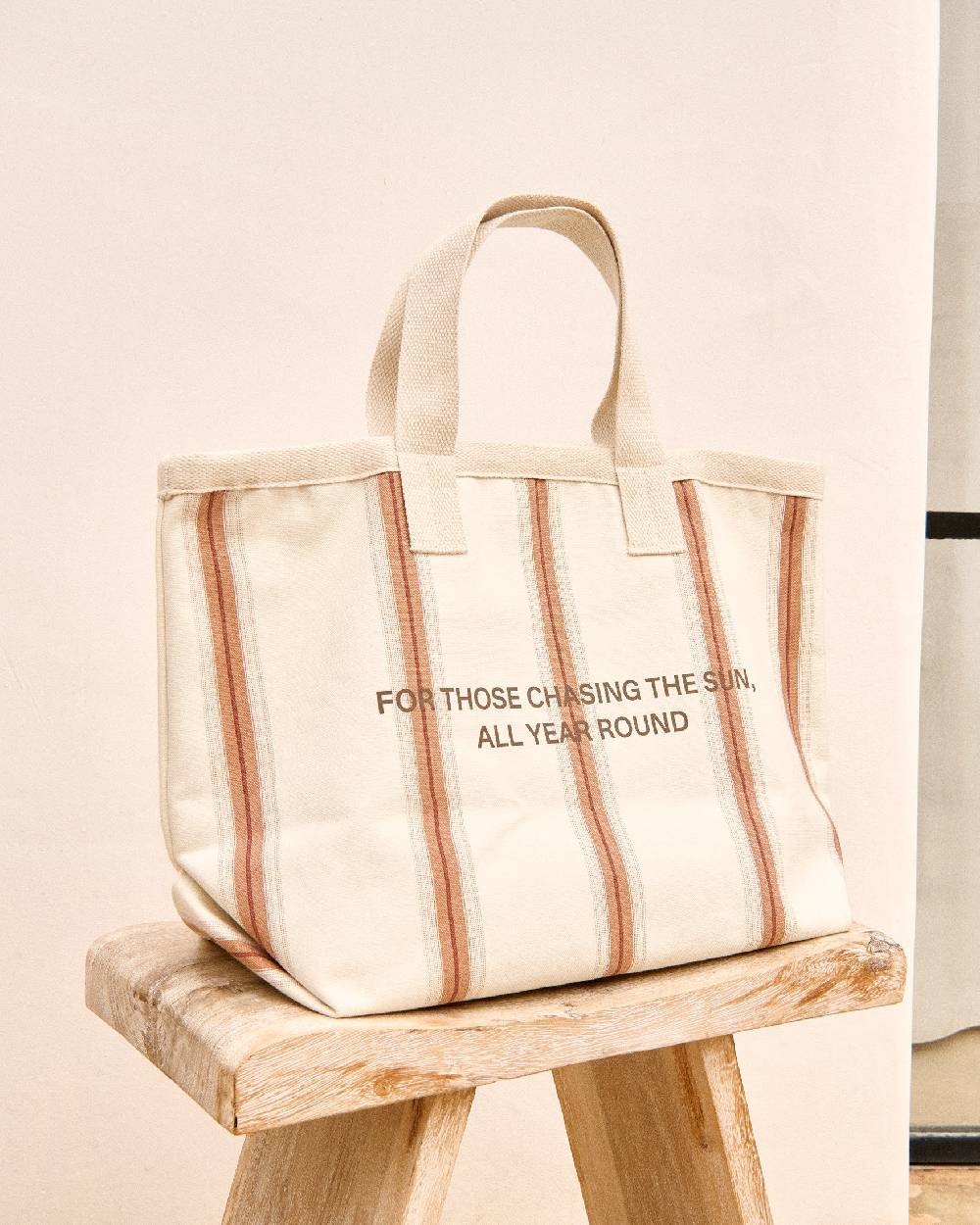 Manebí Canvas California Tote Bag - Cocoa Beige Multistripes Nuovo