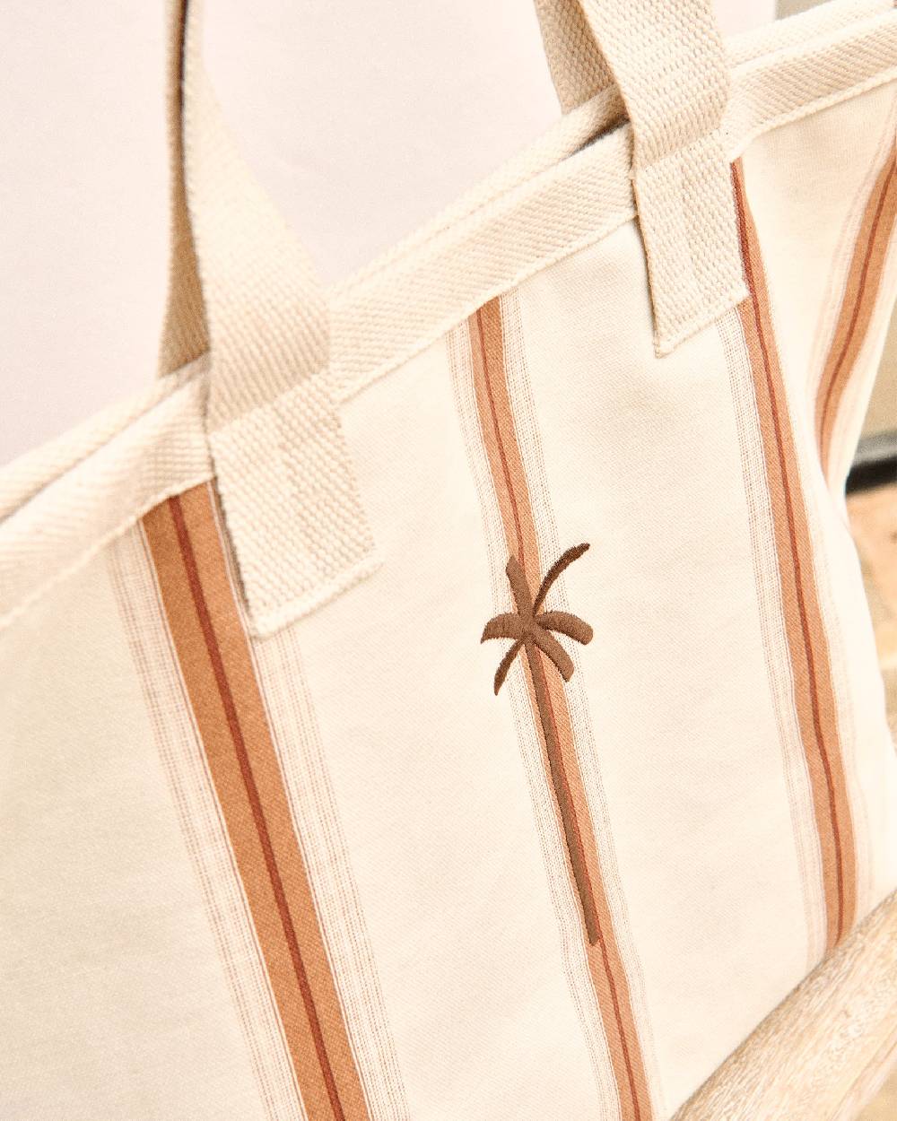 Manebí Canvas California Tote Bag - Cocoa Beige Multistripes Nuovo