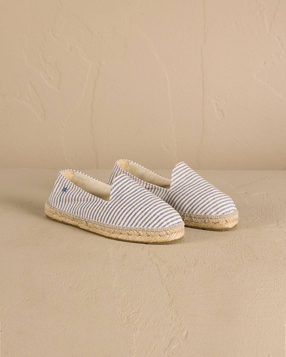 Manebí Recycled Cotton Canvas Espadrilles - Navy Blue Micro Stripes On Beige Bestseller