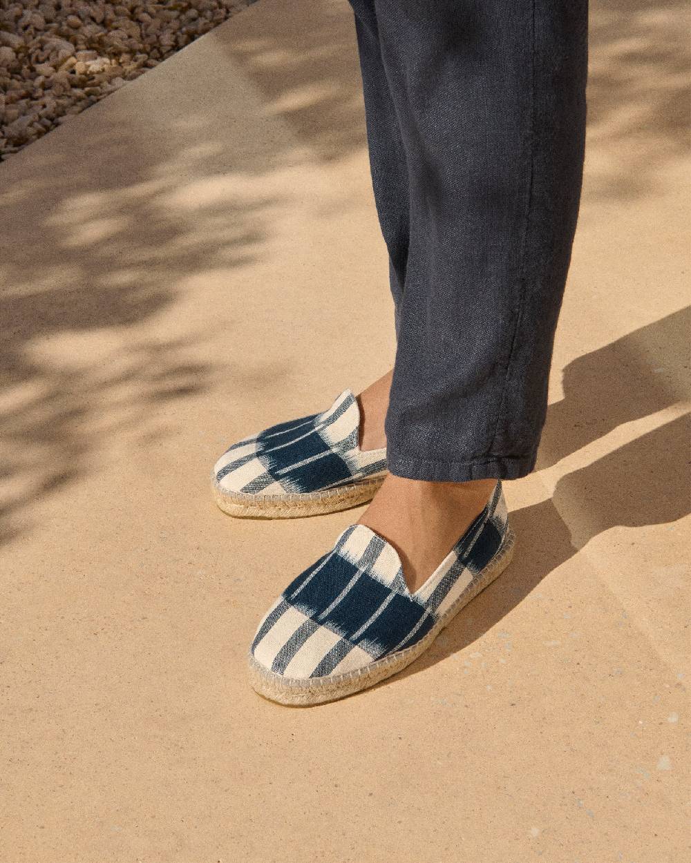 Manebí Dyed Cotton Espadrilles - Navy Blue And Indigo Pattern Negozi Online