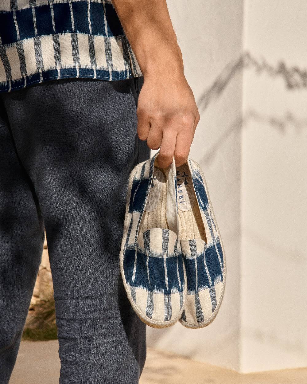 Manebí Dyed Cotton Espadrilles - Navy Blue And Indigo Pattern Negozi Online
