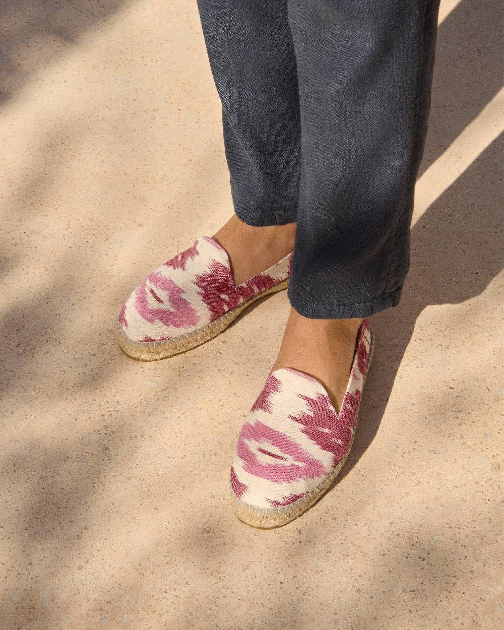 Manebí Dyed Cotton Espadrilles - Pink And White Ikat Acquista Ora
