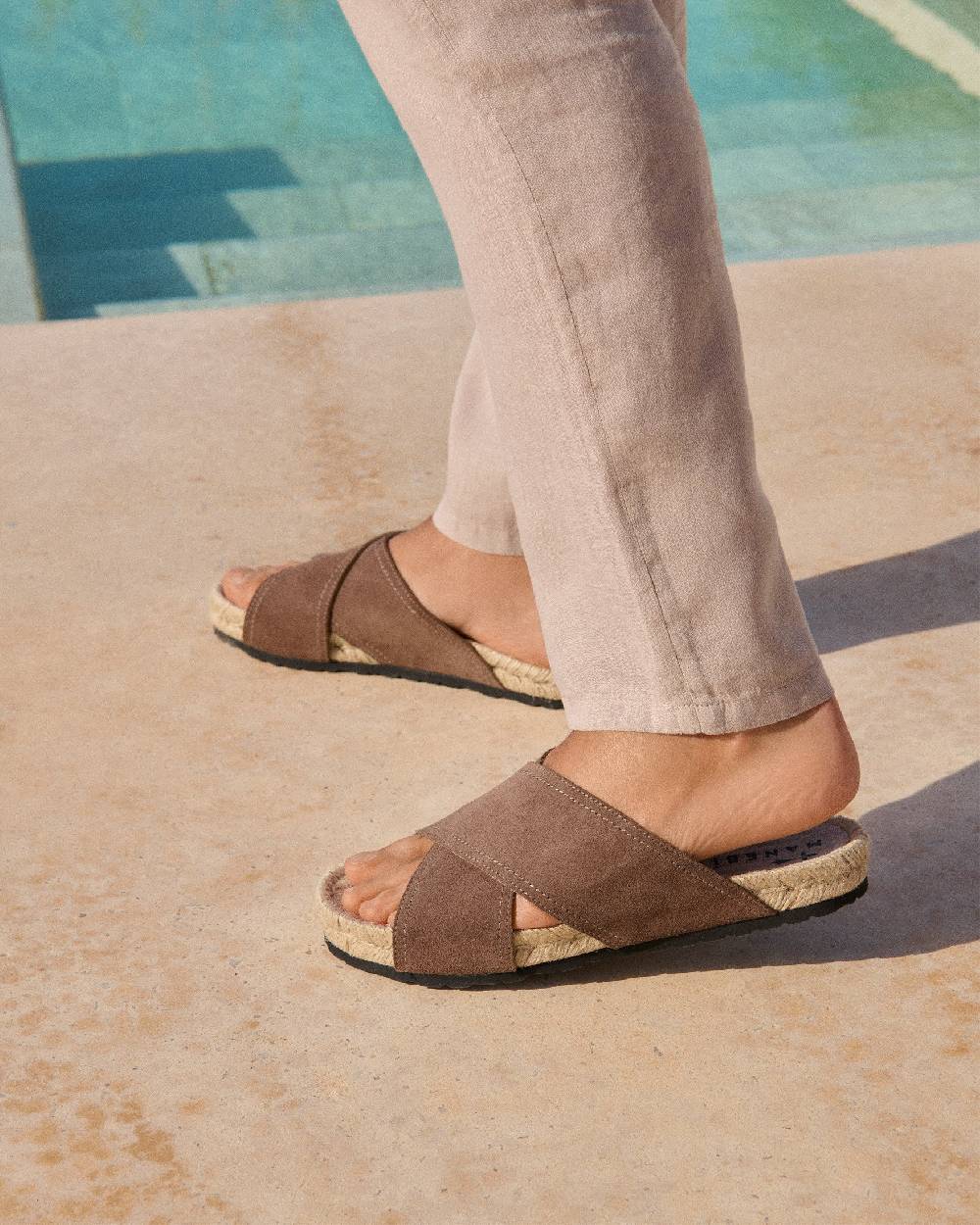 Manebí Suede Crossed Bands Sandals - Moka Shopping Online