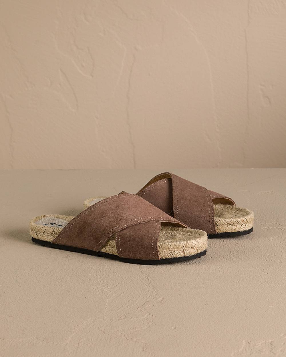 Manebí Suede Crossed Bands Sandals - Moka Shopping Online