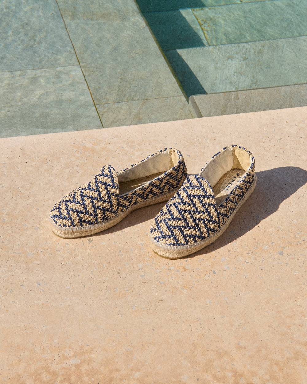 Manebí Raffia Zig Zag Espadrilles - Navy Blue And Natural Convenienza