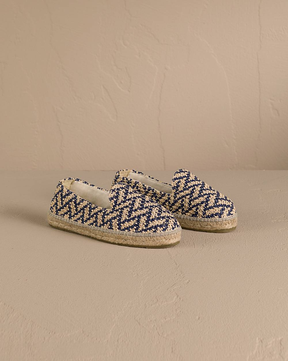 Manebí Raffia Zig Zag Espadrilles - Navy Blue And Natural Convenienza