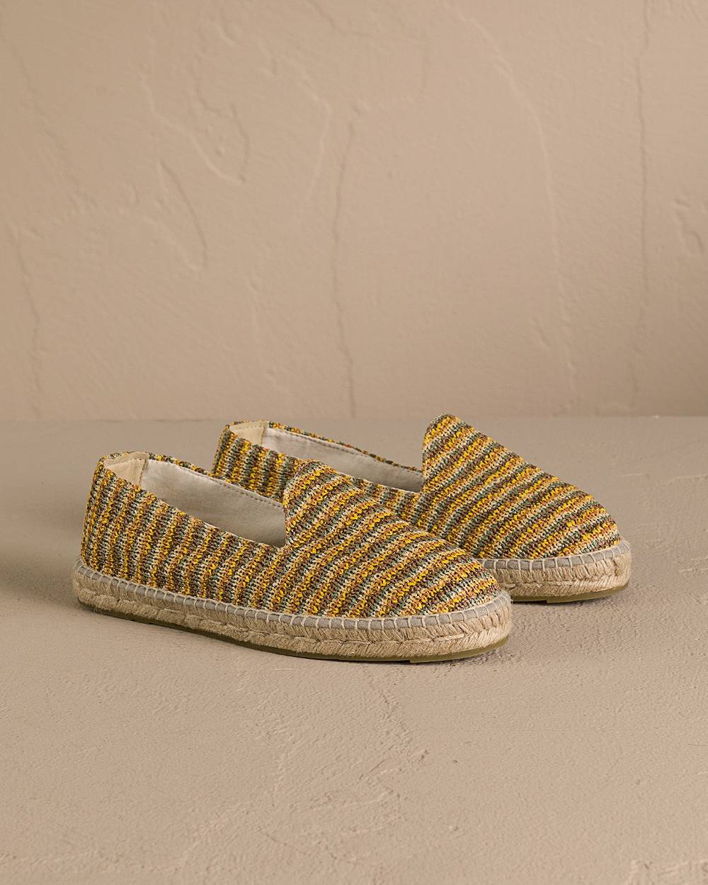 Manebí Woven Raffia Stripes|Espadrilles - Sage \u0026 Cocoa On Beige Novità