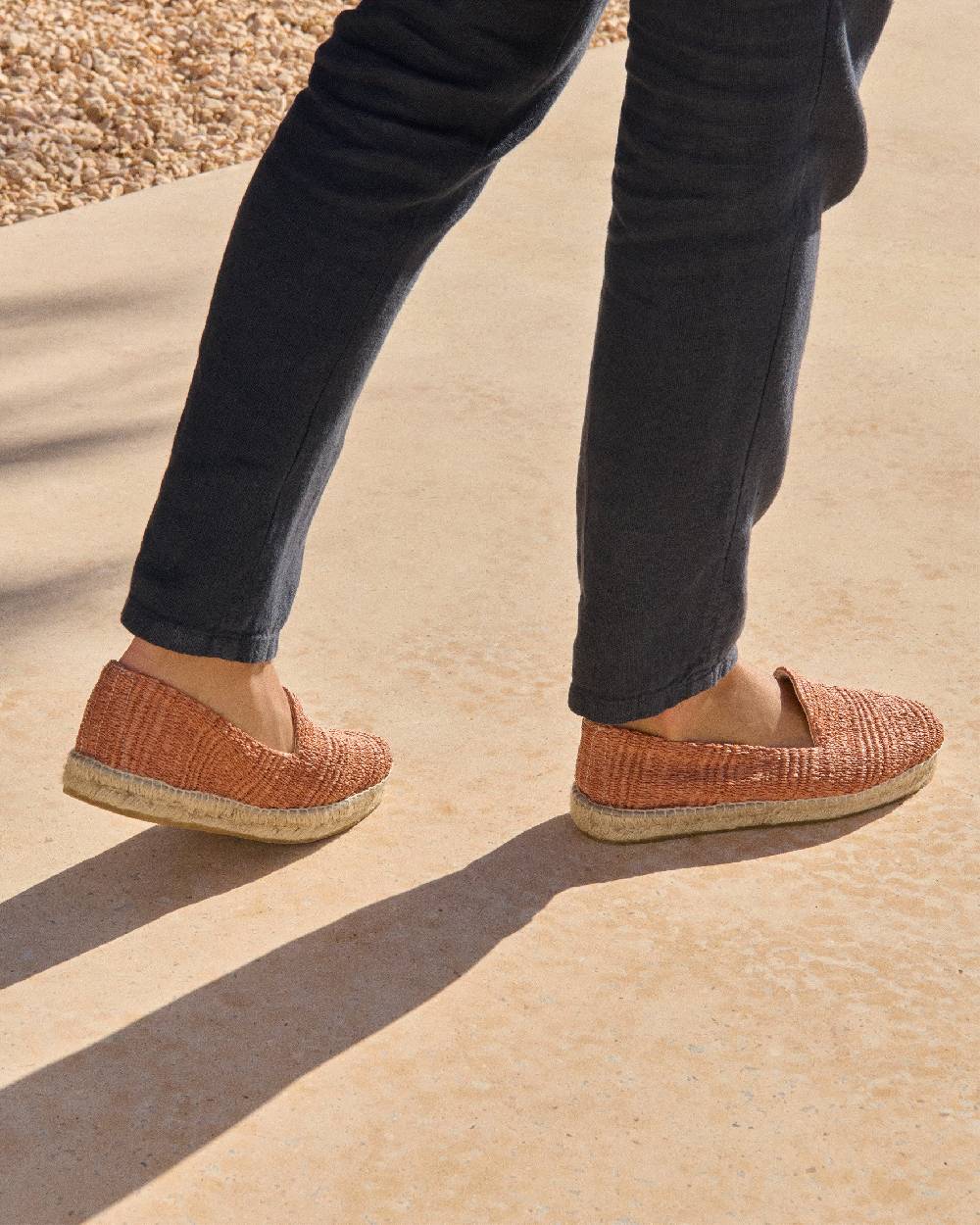 Manebí Raffia Stripes Espadrilles - Yucatán Orange Rust Presa