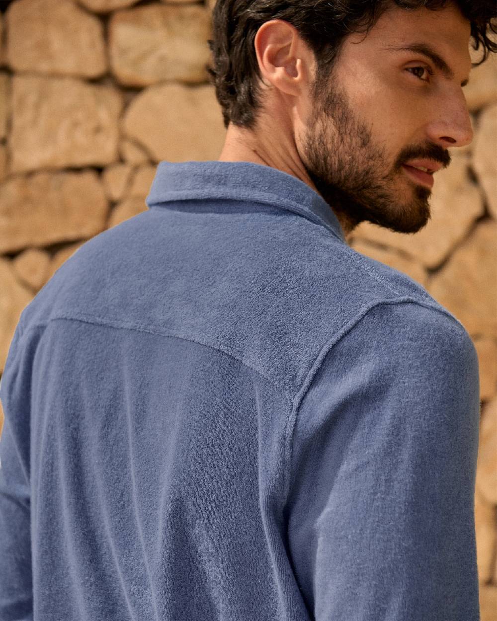 Manebí Organic Terry Cotton|Antonello Polo Shirt - Long Sleeve Petrole Saldi