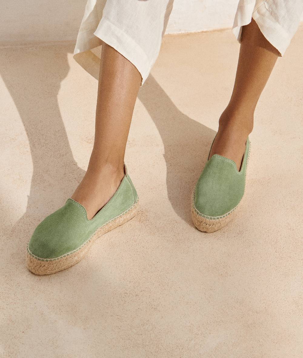 Manebí Suede Double Sole Espadrilles - Hamptons Sage Saldi Di Fabbrica
