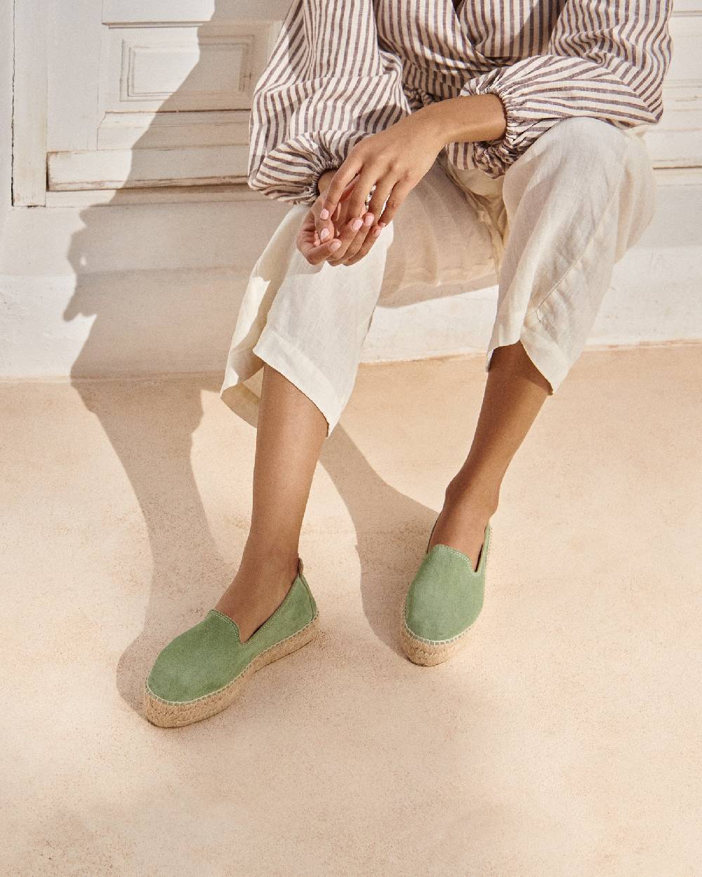 Manebí Suede Double Sole Espadrilles - Hamptons Sage Saldi Di Fabbrica