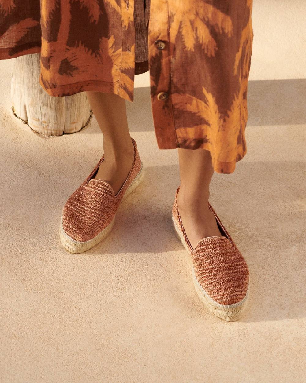 Manebí Raffia Stripes Double Sole Espadrilles - Yucatán Orange Rust I Più Venduti