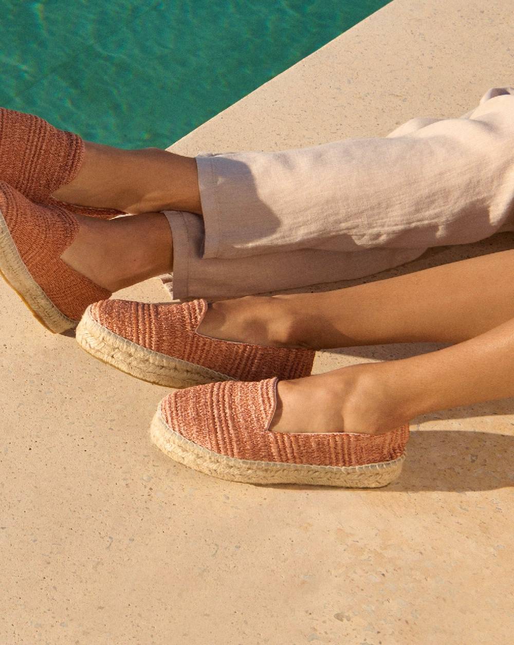 Manebí Raffia Stripes Double Sole Espadrilles - Yucatán Orange Rust I Più Venduti