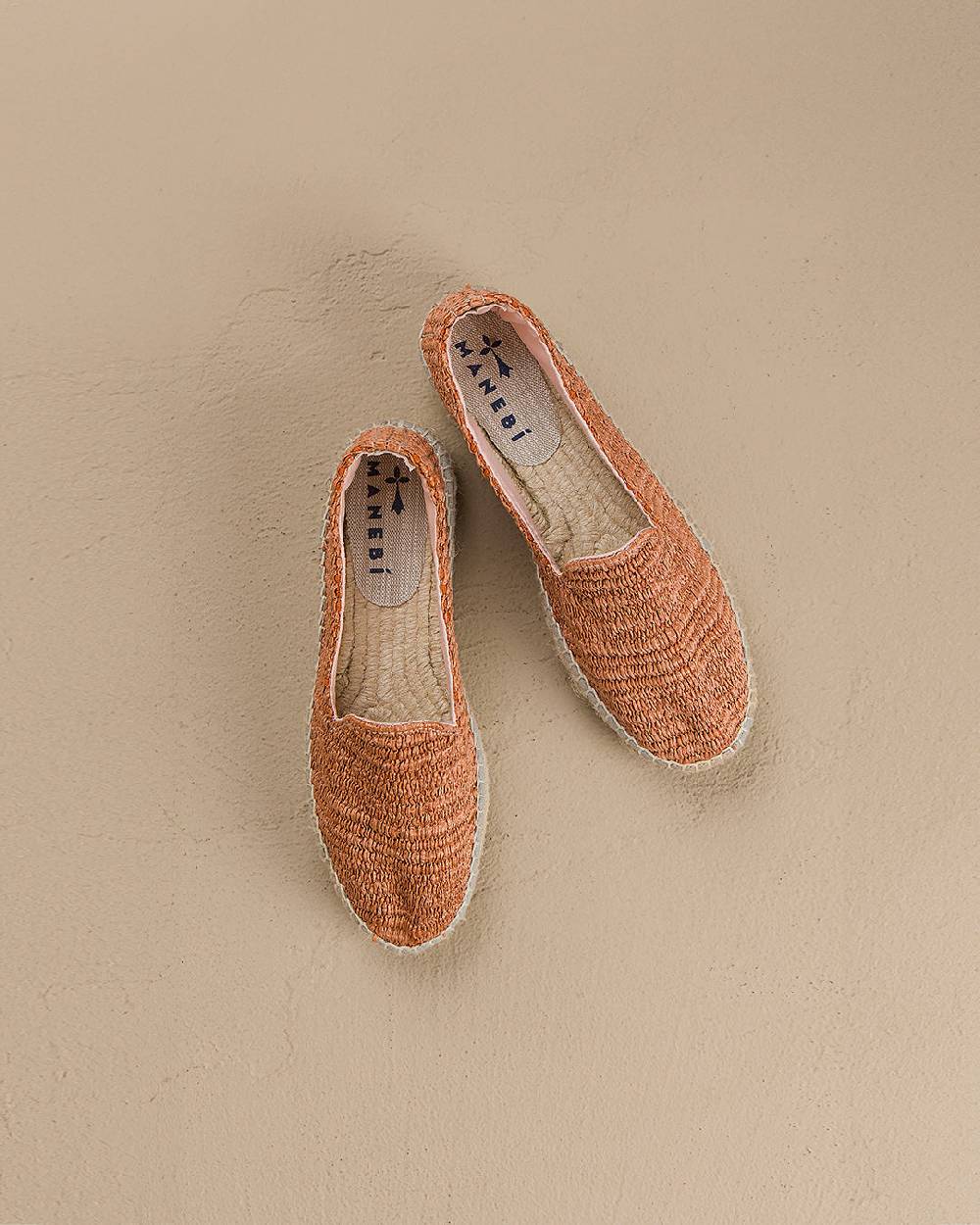 Manebí Raffia Stripes Double Sole Espadrilles - Yucatán Orange Rust I Più Venduti