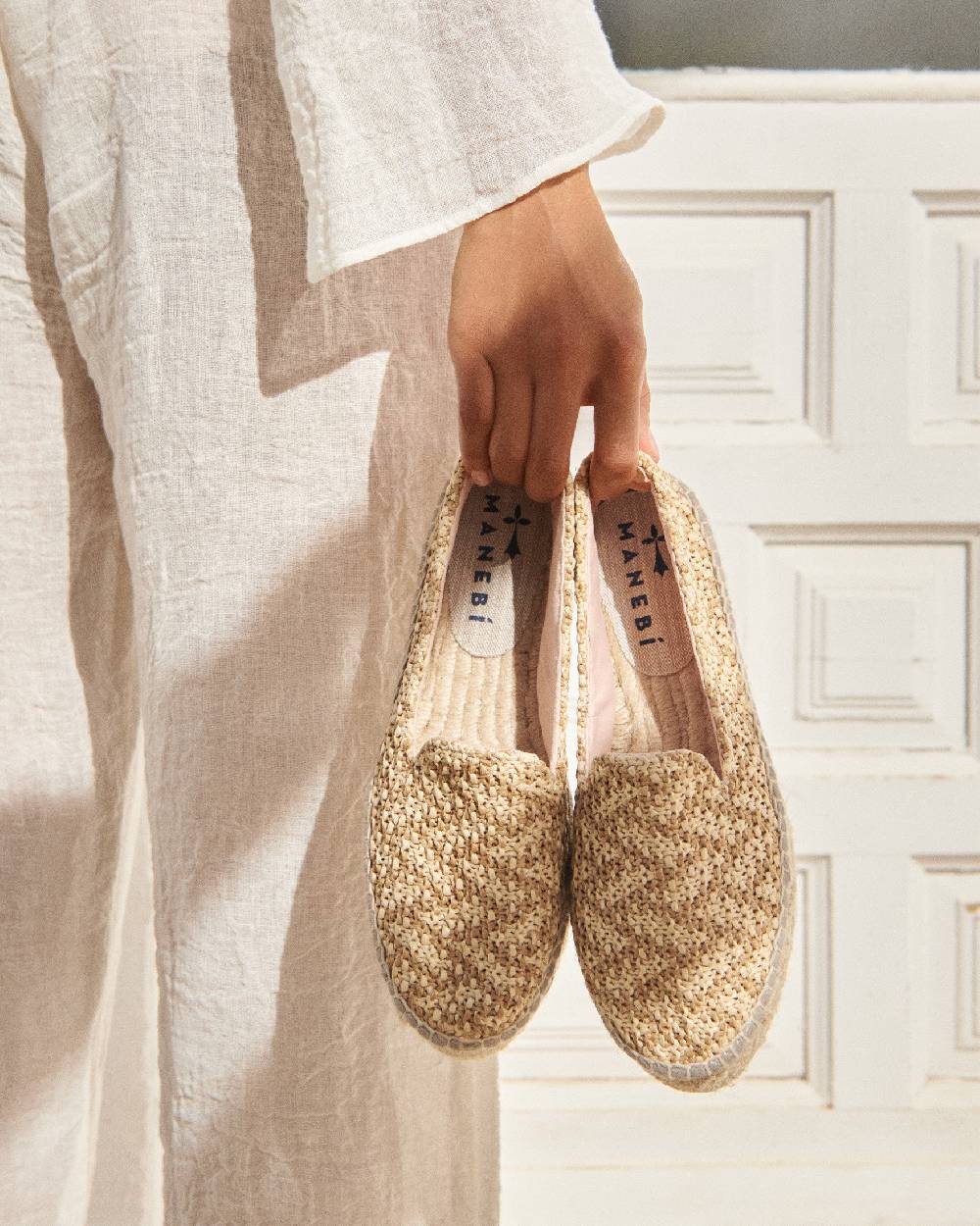 Manebí Raffia Zig-Zag Double Sole|Espadrilles - Cream \u0026 Natural Vendite Flash