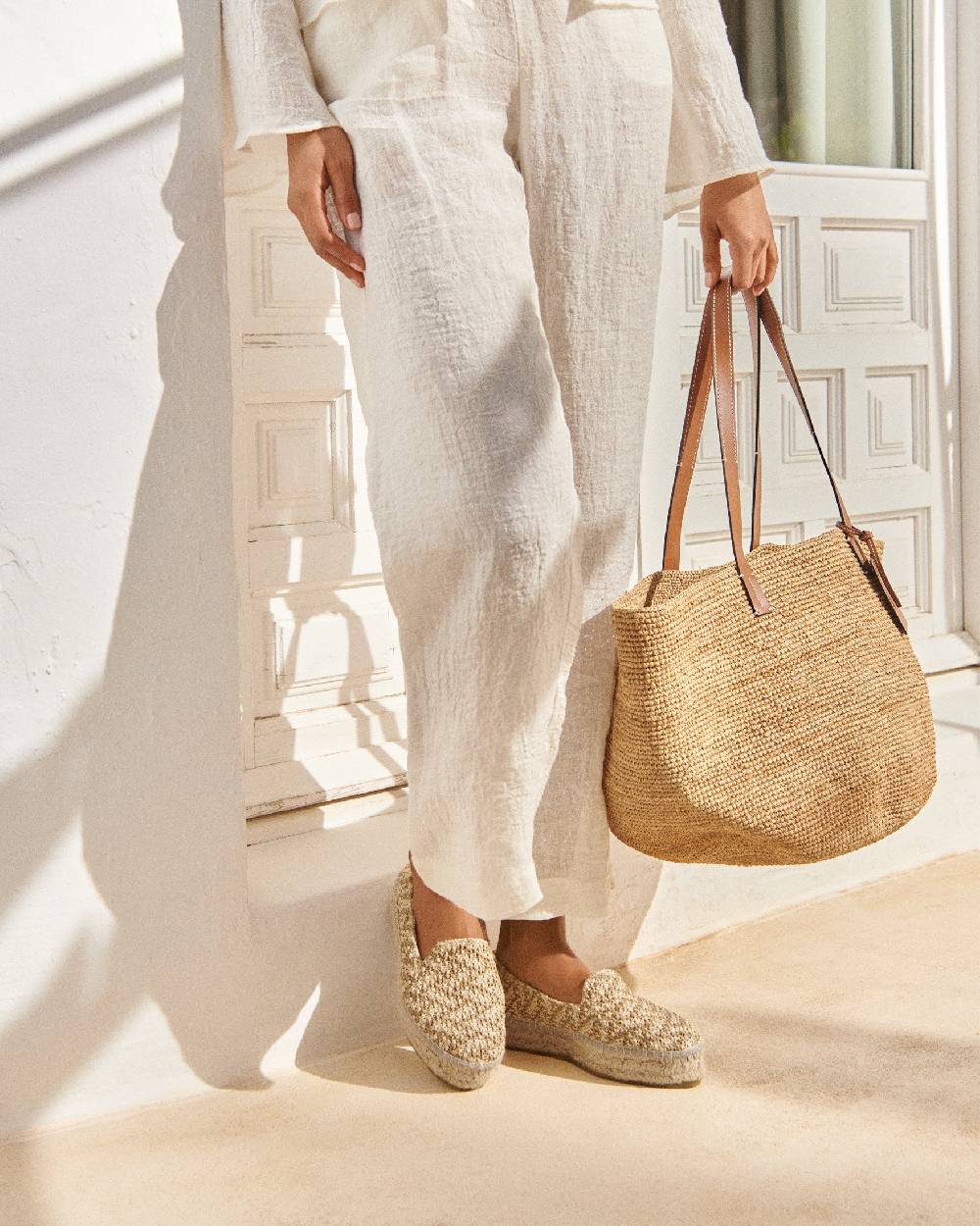 Manebí Raffia Zig-Zag Double Sole|Espadrilles - Cream \u0026 Natural Vendite Flash