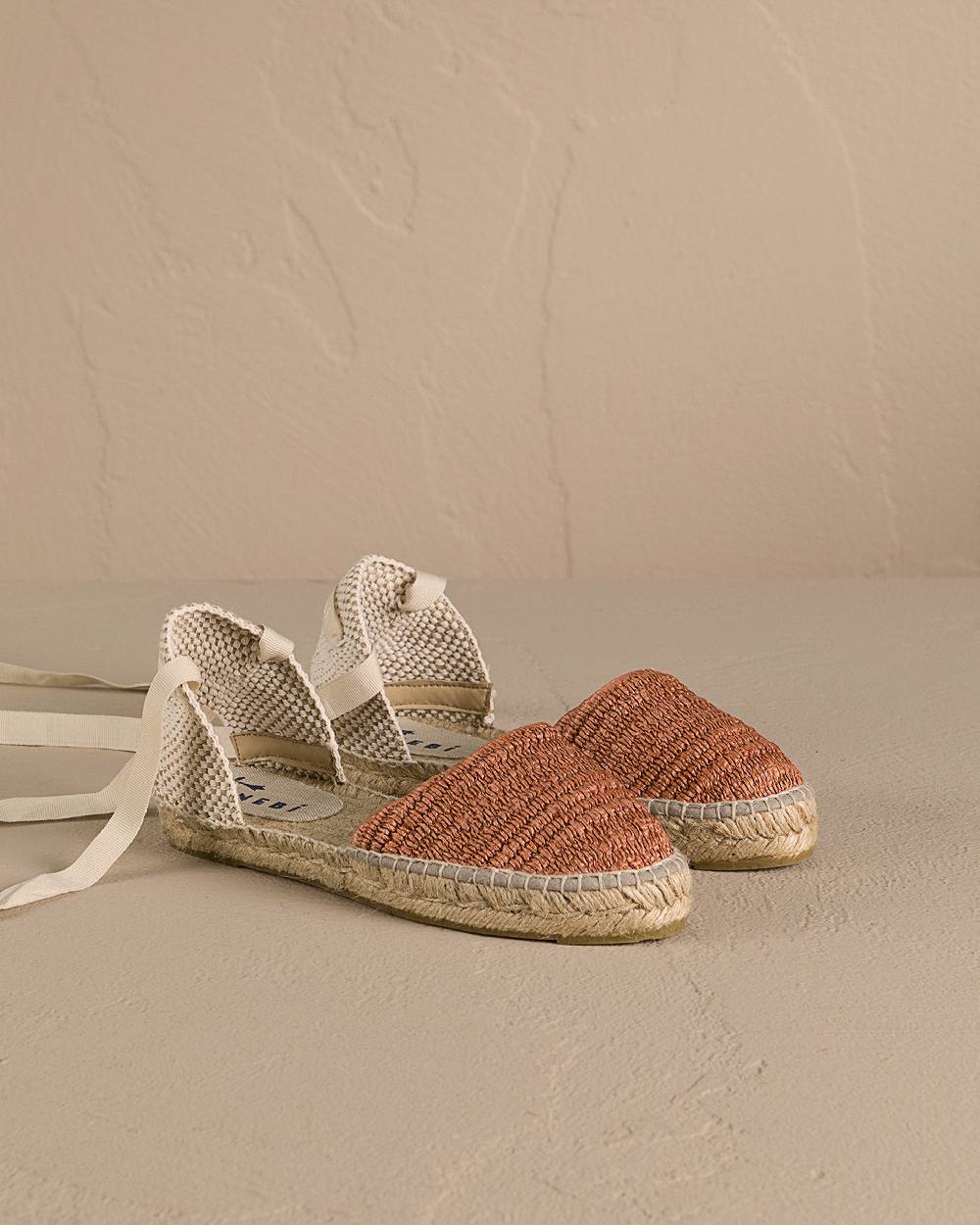 Manebí Raffia Stripes Flat Valenciana Espadrilles - Yucatán Orange Rust Negozio