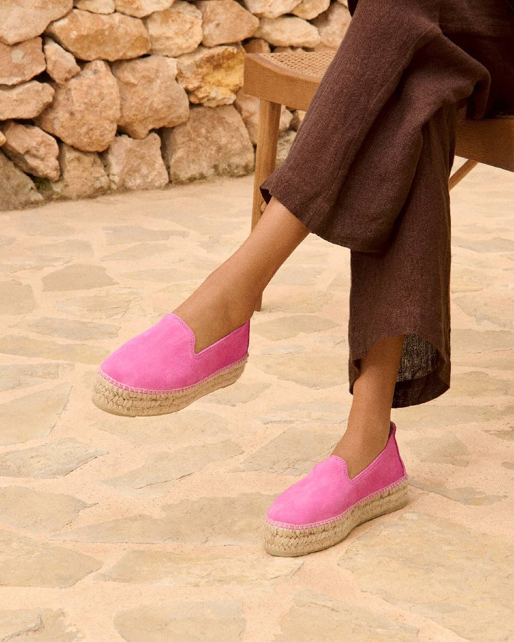 Manebí Espadrillas con doppia suola in pelle scamosciata - Hamptons - Bold Pink In Linea