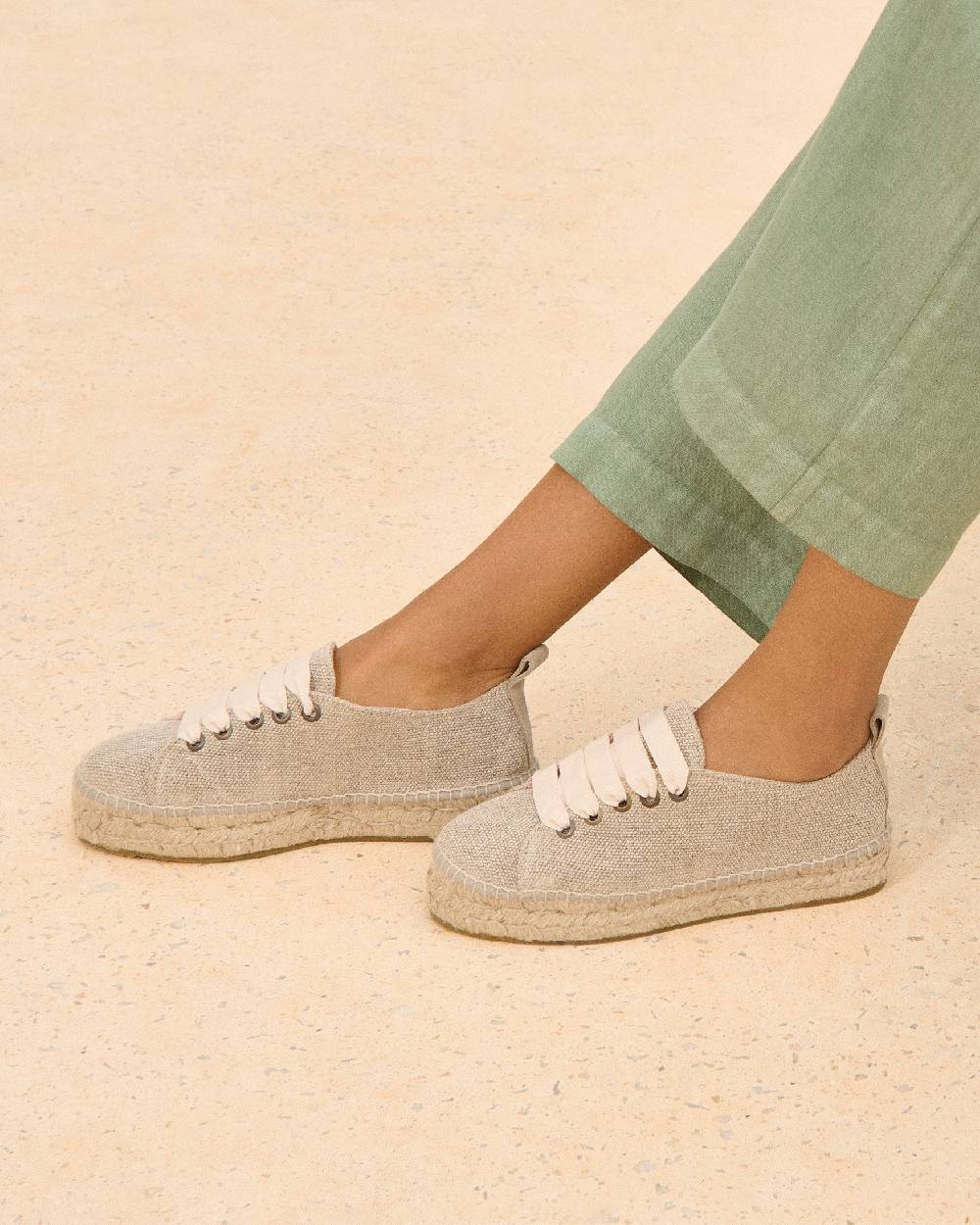Manebí Organic Hemp Lace-Up Espadrilles - La Havana Natural Qualità Garantita