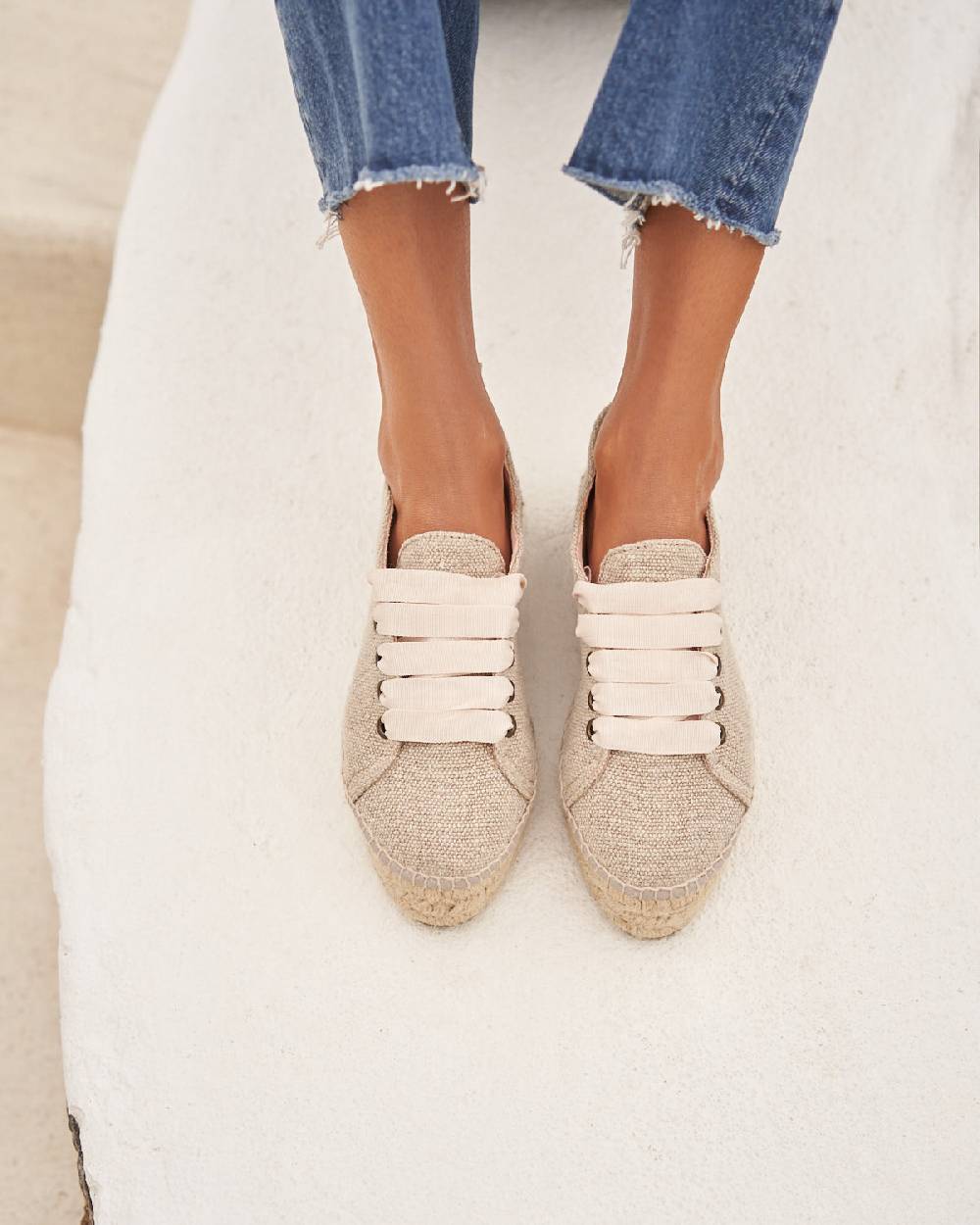 Manebí Organic Hemp Lace-Up Espadrilles - La Havana Natural Qualità Garantita