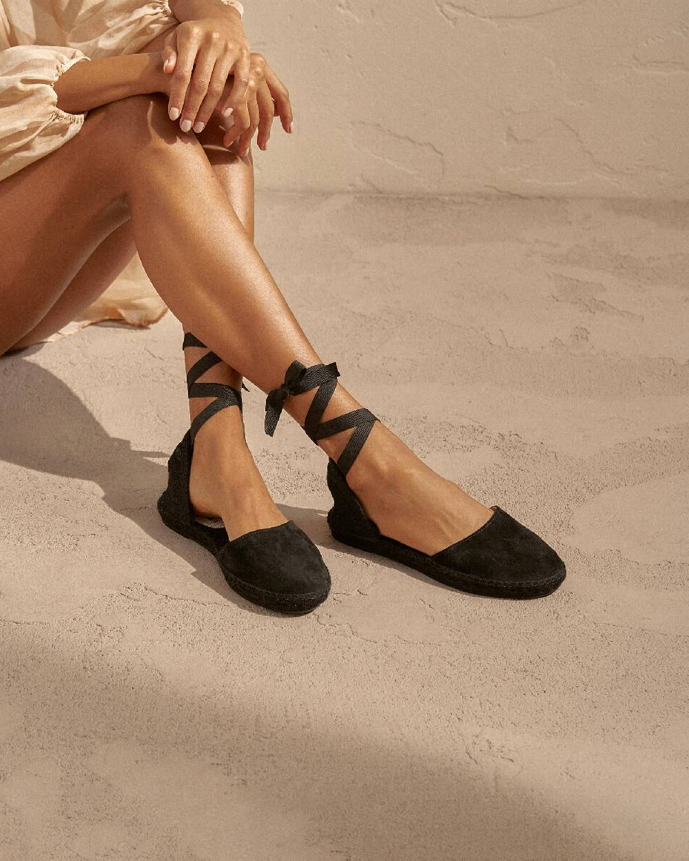 Manebí Suede Flat Valenciana Espadrilles - Hamptons Black On Tone Shopping Online