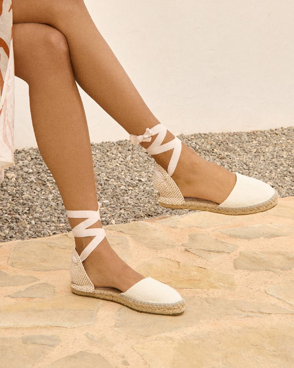 Manebí Organic Hemp Flat Valenciana Espadrilles - La Havana White Prezzo Ridotto